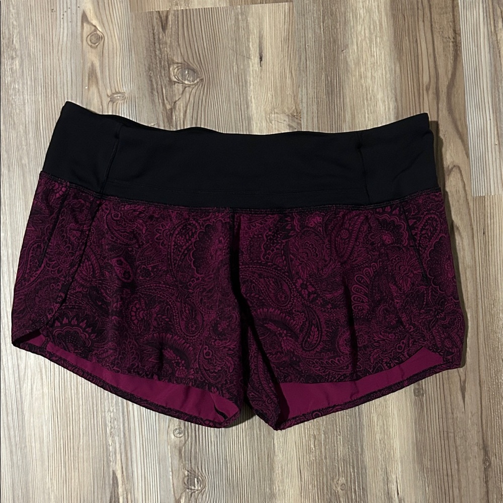 Women's Black and Purple Paisley Shorts